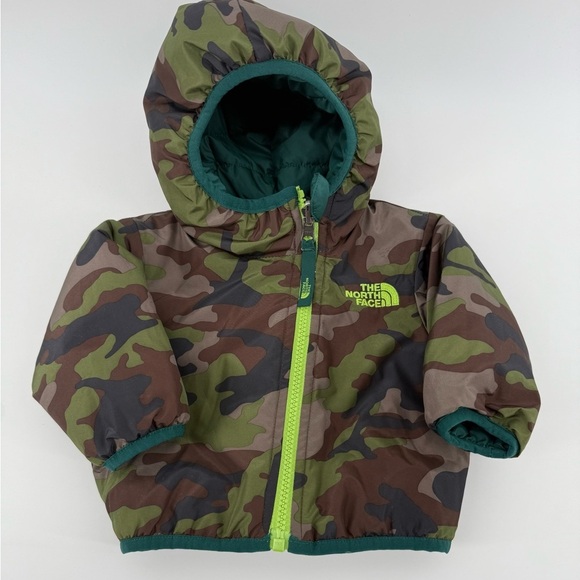 North Face Baby Boy's Reversible Green/Camo Coat - Picture 1 of 4